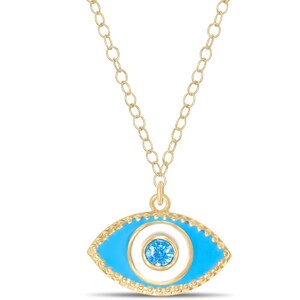 Blue Evil Eye Turquoise Charm Necklace & Jewelry – Protection Enamel Gold Finish Chain Necklace