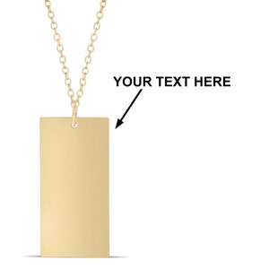 Personalized Gold Filled / Silver Necklace - Engraved Rectangle Charm Necklace For Ladies