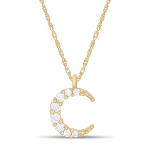 Gold Filled Cubic Zirconia Moon Necklace - Womens Silver Necklace In Different Colors