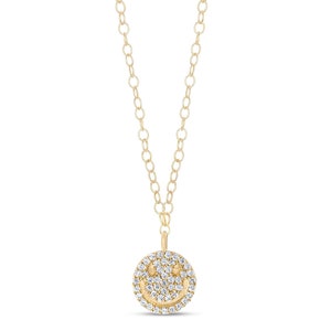 Collar con cara sonriente bañado en oro y plata: delicado collar con emojis para uso diario