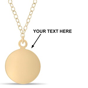 Customizable Engraving Circle Necklace, Name or Text Inscription Gold Filled/Silver Charm Pendant Necklace