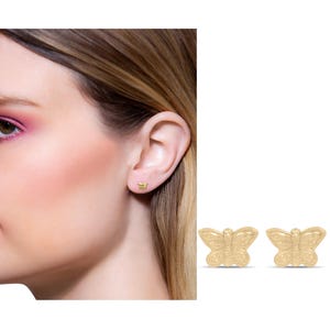 Sterling Silver Butterfly Stud Earrings – Tiny Insect Gold Filled Earrings Gift For Insect Lovers