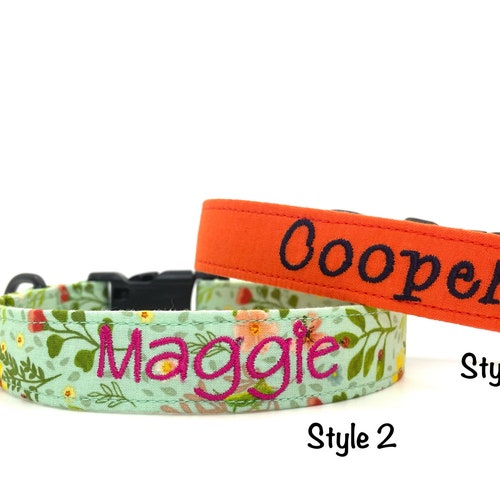 Personalized Dog Collar Dog Collar With Embroidered Name and Etsy