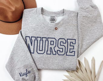 Embroidered Nurse Sweatshirt: Custom Glittery Nursing Grad Sweater