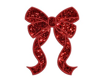Side Bow Applique Embroidery Designs, Glitter Bow Applique, Christmas Embroidery Design File, Bow Applique, Motif Quilted, 7 Sizes