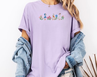 Comfort Colors Shirt Embroidered Cute Goose and Wildflower Shirt, Funny Goose Tshirt Wildflower T-shirt, Silly Geese Shirt Embroidered