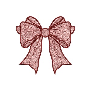 Side Bow Applique Sweatshirt Embroidery Design, Glitter Bow Embroidery, Christmas Embroidery Design, Instant Download, Bow Applique