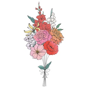 Custom Birth Flower Bouquet Tattoo Birth Month Flower Tattoo Family Custom Tattoo Grandma Garden Personalized Tattoo Design Digital Download