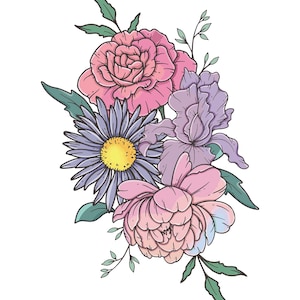 Custom Birth Flower Bouquet Tattoo Birth Month Flower Tattoo Family Custom Tattoo Grandma Garden Personalized Tattoo Design Digital Download