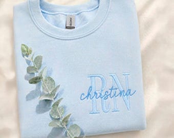 Embroidered Nurse Sweatshirt Hoodie: Athletic Block Gemma, Nursing School Gift