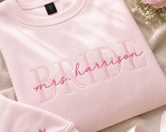 Future Mrs Embroidered Sweatshirt, Personalized Bride Crewneck, Custom Last Name Shirt, Wedding Keepsake Gift, Bridal Shower Outfit