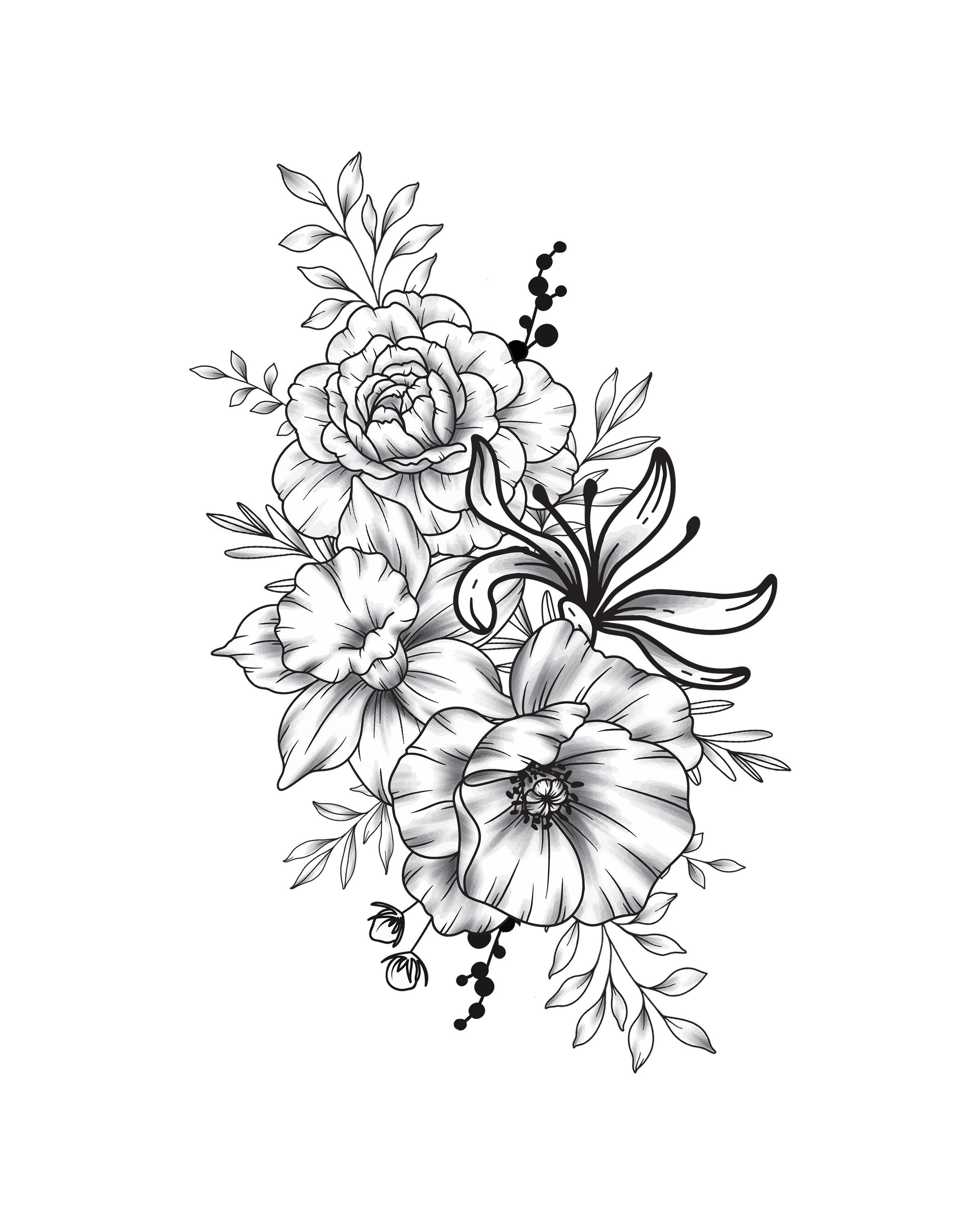 Month flower tattoo - Etsy México, image size:2400x3000
