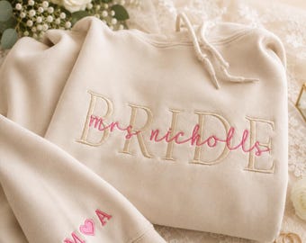 Bride Embroidered Sweatshirt, Personalized Mrs Sweatshirt, Custom Wedding Crewneck, Bridal Shower Gift, Future Mrs Shirt, Wedding Gift