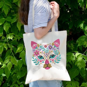 Floral Cat Machine Embroidery Design, Flower Embroidery Machine File, Cute Animal Face for Sweatshirts & T-shirts, Bag, Pillow