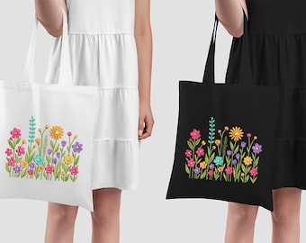 Machineborduurontwerp wilde bloemen, bloemenborduurbestand, zomerbloemborduurwerk, machineborduurontwerp, 8 maten direct downloaden