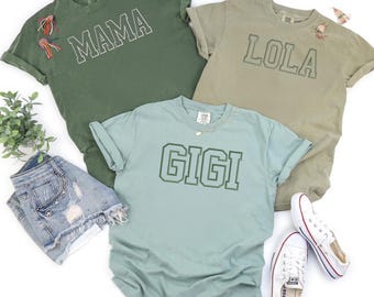 Comfort Colors Embroidered Grandma Shirt, Gigi Shirt, Gift for Grandma, Nana Shirt, New Grandma Gift, Embroidered Grandma, College Block