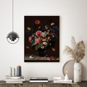 Moody Floral Art Vintage Wall Art Dark Academia Print  Antique Wall Decor Flowers Wall Art, Digital DOWNLOAD, PRINTABLE Art, D-11