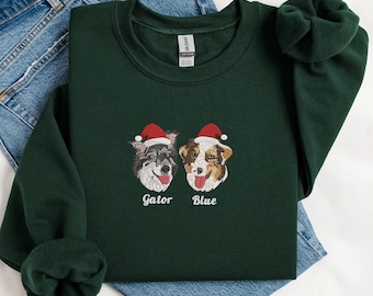 Pet Embroidered Sweatshirt, Embroidered Dog Hoodie, Custom Dog Face Embroidered Sweatshirt From Photo, Pet Lovers Gift, Gift For Mom