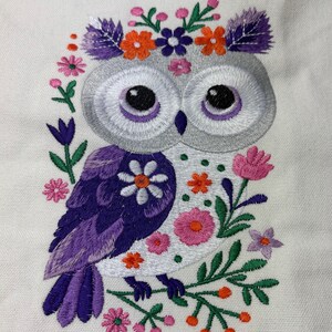 Motif de broderie hibou, motif de broderie Machine floral hibou, motif de broderie oiseau, fichier de broderie florale, téléchargement immédiat, 7 tailles image 4