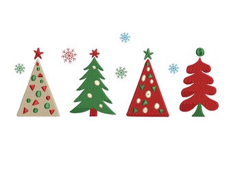 Christmas Tree Embroidery Design, Merry Christmas Embroidery Machine File, Digital Download