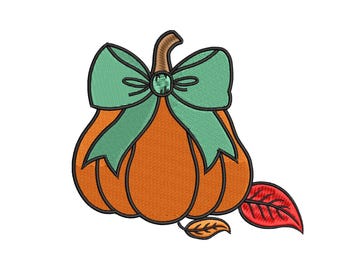 Coquette Pumpkin Embroidery File design, Pumpkin Bow Autumn Embroidery, Fall, Thanksgiving Design for Baby, Mini Machine embroidery