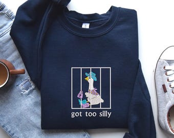 Embroidered Silly Goose Sweatshirt, Embroidered Goose Crewneck Sweatshirt, Silly Goose Shirt, Funny Sweatshirt, Funny Embroidered Shirt