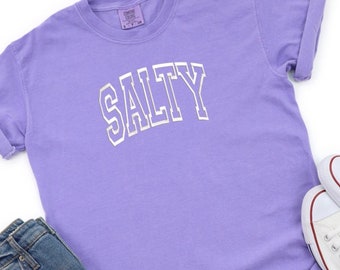Embroidered Comfort Colors Salty Shirt Trendy Beach Tshirt, Beach Shirt, Beach T-Shirt, Vacation Shirt, Summer Shirt, MADE IN USA