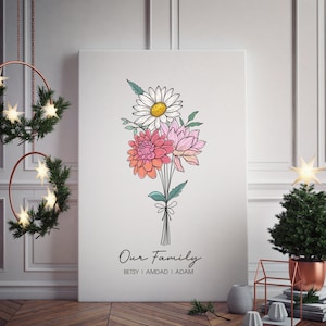 Custom Birth Flower Bouquet Tattoo Birth Month Flower Tattoo Family Custom Tattoo Grandma Garden Personalized Tattoo Design Digital Download