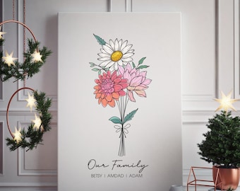 Custom Birth Flower Bouquet Tattoo Birth Month Flower Tattoo Family Custom Tattoo Grandma Garden Personalized Tattoo Design Digital Download