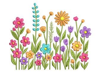 Wildflower Embroidery Design, Floral Machine Embroidery File, Summer and Autumn Flower Embroidery Files, 8 sizes Instant Download