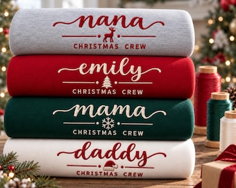 Embroidered Christmas Crew Sweatshirt, Custom Family Christmas Hoodie, Matching Holiday Sweater, Christmas Gift