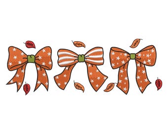 Fall Coquette Embroidery Design, Fall Coquette Bow Machine Embroidery Design, Retro Fall Embroidery Design, Fall Vibes Embroidery File