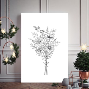 Custom Birth Flower Bouquet, Family Birth Month Tattoo Design, Up to 15 flowers