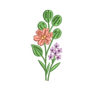 Mini Wildflower Embroidery Design | Small Floral Machine Embroidery File | Simple Daisy & Lilac Design | 6 Sizes, Instant Download