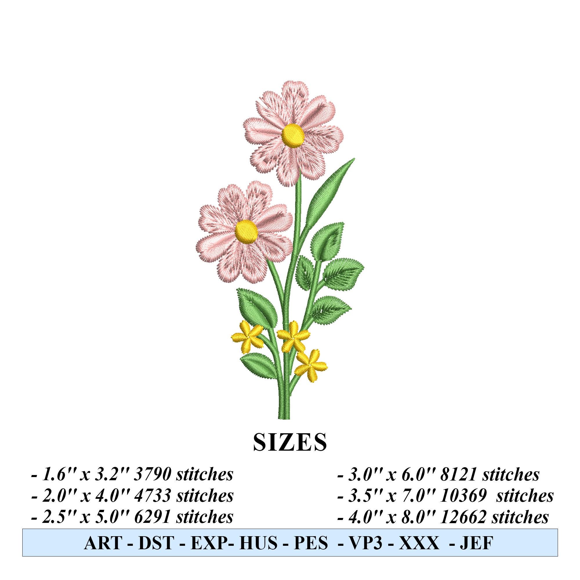 Mini Flower Embroidery Design, Small Floral Machine Embroidery File ...