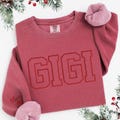 Comfort Colors Custom Embroidered Gigi Sweatshirt With Grandkids Names on Sleeve, Personalized Mama Grandma Mimi Sweatshirt, Made in USA