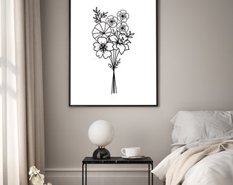 Custom Birth Flower Bouquet, Family Birth Month Tattoo Design, Up to 15 Flowers, Flower Bouquet Print, Floral Tattoo Design Digital Download