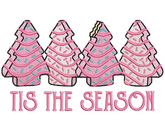 Christmas Tree Cake Embroidery Design, Tis The Season Embroidery File, Digital Download