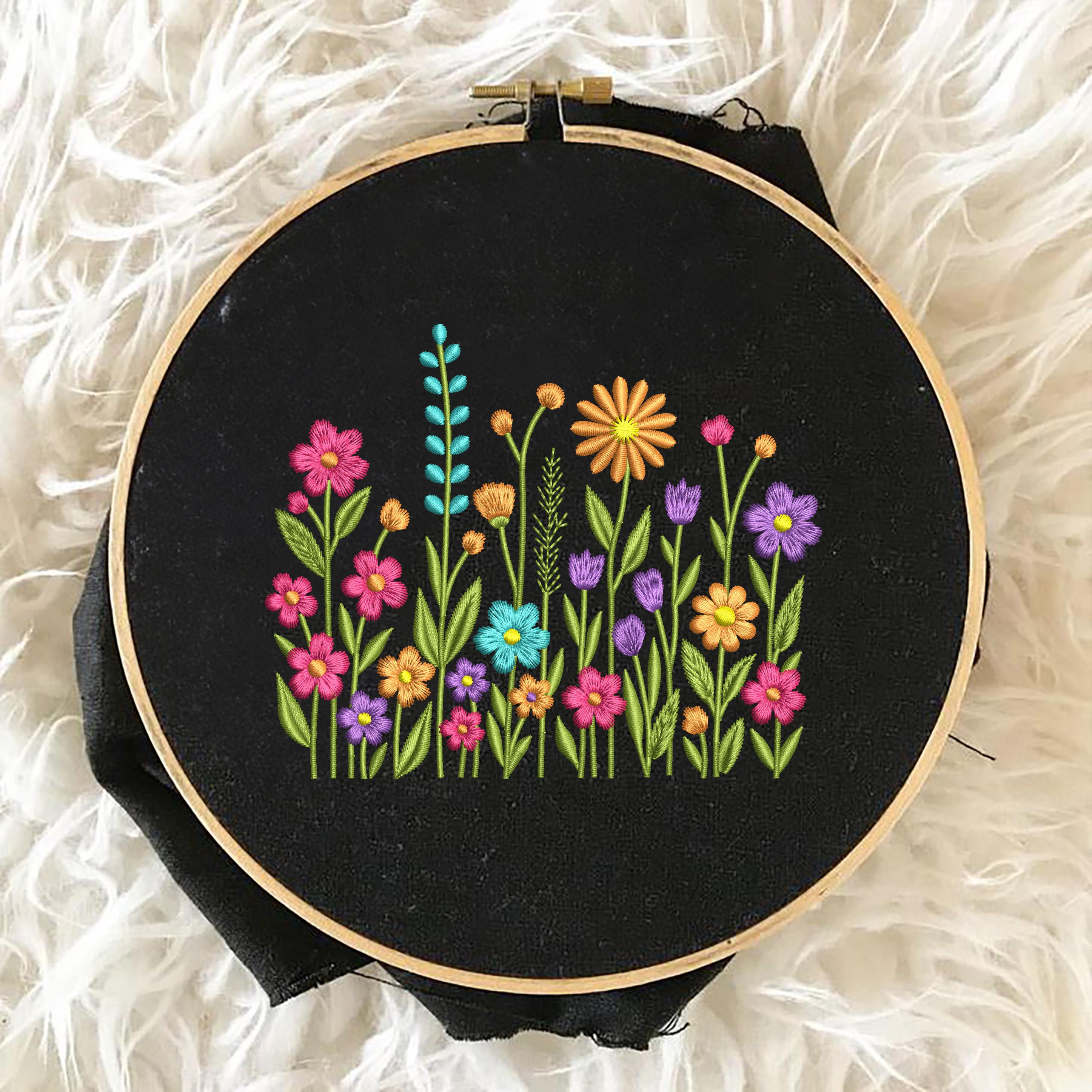 Wildflower Embroidery Design, Floral Machine Embroidery File, Summer ...