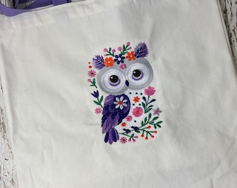Owl Embroidery Design, Floral Owl Machine Embroidery Design, Bird Embroidery Design, Floral Embroidery File, Instant Download, 7 Sizes