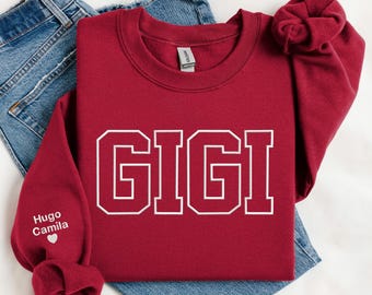 Personalized Nana Sweatshirt Gift Personalized Embroidered Sweatshirt Christmas Gift Mother's Day Gift Winter Apparel, Monochromatic