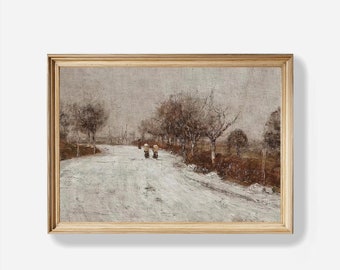 Rustic Winter Painting Warm Tone Wall Art, Vintage Winter Art Prints,  Vintage Country Decor, Winter Wall Art, DIGITAL DOWNLOAD, E3