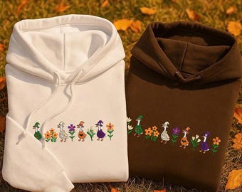 Halloween Goose Embroidered Sweatshirt, Funny Goose Fall Crewneck Cute Witch Goose Shirt Funny Autumn Goose Pullover Gift, MADE IN USA