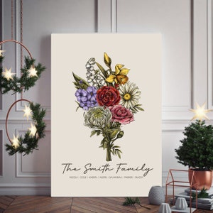 Geburtsblumenstrauß, Geburtsmonat Blumenstrauß, handgezeichnete Kunst, Geburtsmonat Blumendruck, personalisiertes Geschenk, digitaler Download