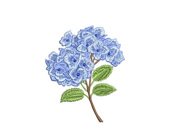 Hydrangea Embroidery Design, Blue Hydrangea Flower Machine Embroidery File, Floral Embroidery Pattern, Digital Download