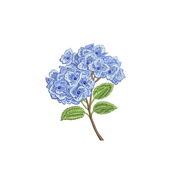 Hortensia borduurontwerp, blauwe hortensia bloem machineborduurbestand, bloemen borduurpatroon, digitale download