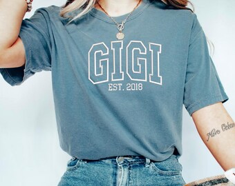 Comfort Colors Embroidered Gigi Shirt, Gift for Grandma