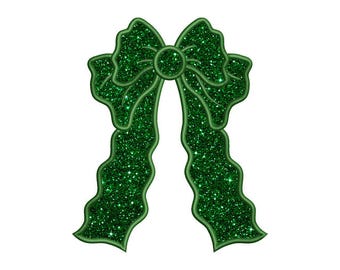 Side Bow Applique Embroidery Design, Christmas Bow Applique Machine Embroidery File, Bow Applique Sweatshirt, Digital Embroidery, 7 Sizes
