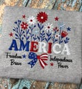 America Floral Embroidery Design, Patriotic Wildflower 4th of July Embroidery File, Independence Day Embroidery File Patriotic Flower Design product logo