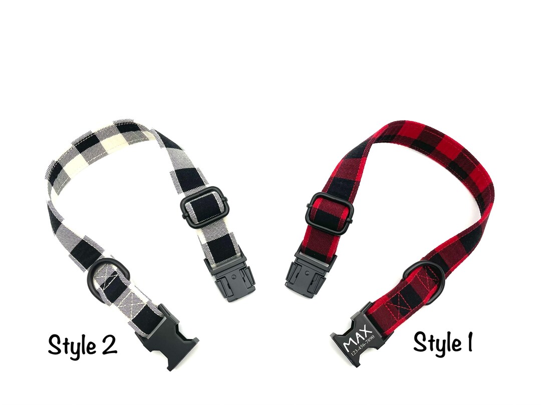 Buffalo Plaid Dog Collar Cat Collar Personalized With Name Etsy